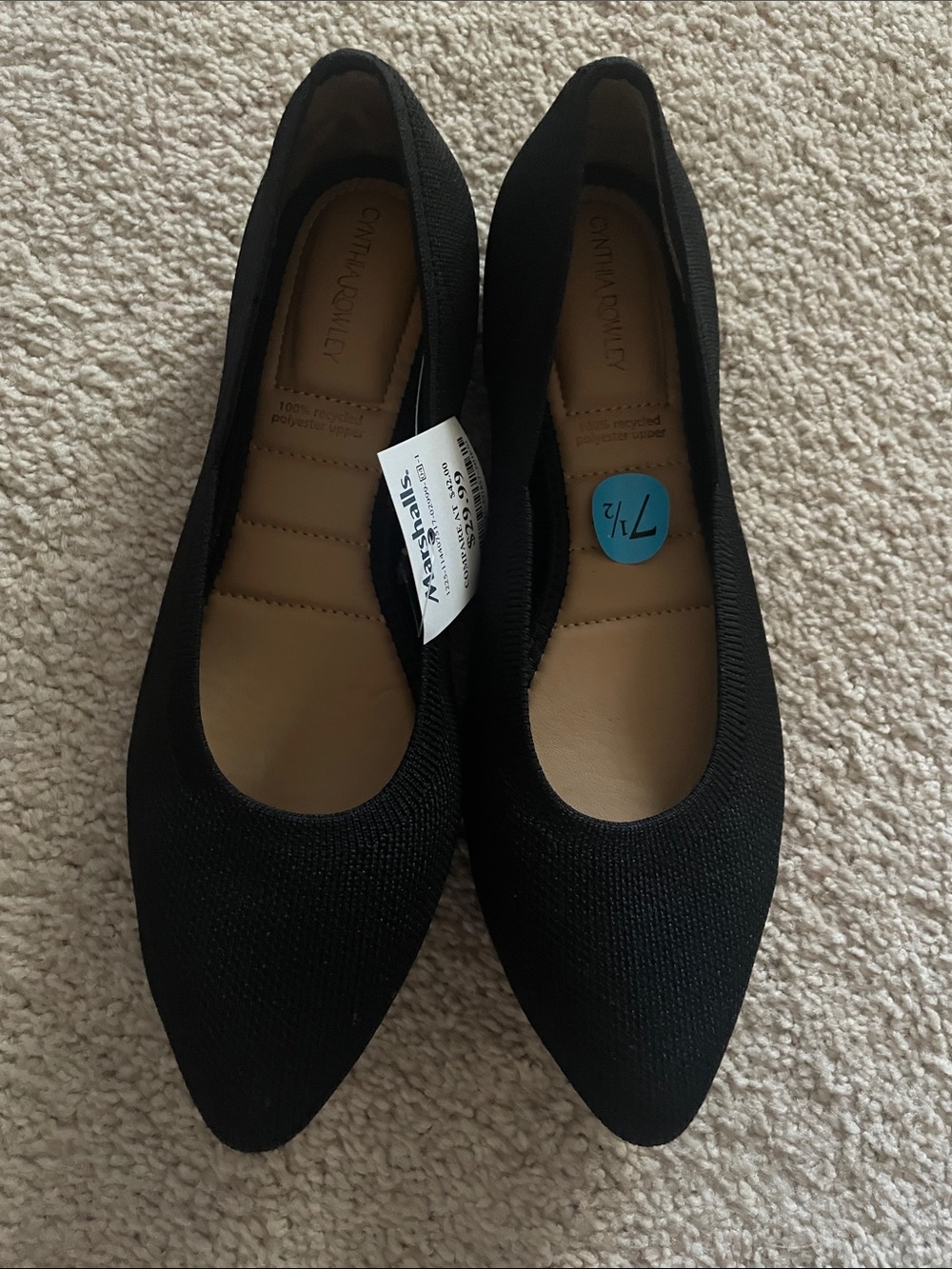 Cynthia Rowley Black Pointed Knit Ballet Flats